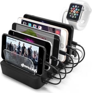 BONAEVER 6 Ports USB Charger Hub Multiple USB Charging Standation Dock for Multiple Devices For iPhone iPad Cell Phone With Watch Bracket Stand andolder