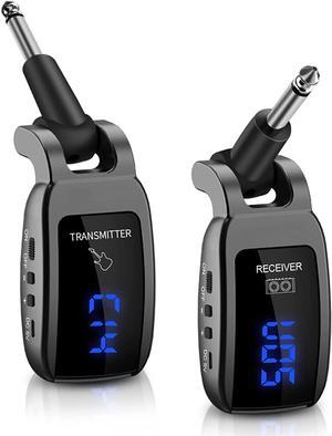 BONAEVER Wireless Guitar Sy Standem UHF Wireless Guitar Transmitter Receiver 164Feet Range with HD LED Screen for Electric Guitar Bass Musical In Standruments Black