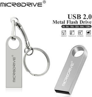 BONAEVER Mini USB Flash Drive Microdrive 128GB Data Traveler USB 2.0 Flash Drive Speed Up to 100MB/s Metal Memory Stick Silver 128GB