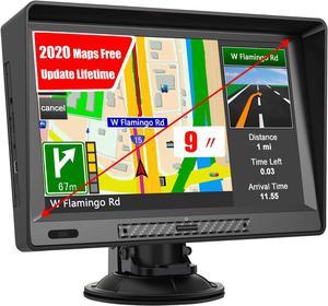 BONAEVER 9 Inch Touch Screen GPS Navigator Navigation for Cars Trucks with Visor Bluetooth Voice Turn Direction Guidance Support Speed Red Light Warning
