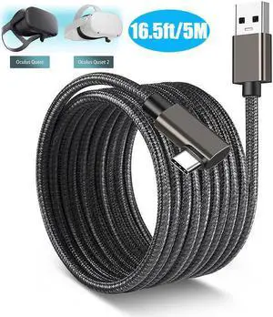 for Oculus Quest 2 Link Cable 16.5FT/5M, 90 Degree Nylon Braided Link Cable with 5Gbps Data Transfer and up to 3A Fast Charging USB A to USB C Link Cable for Oculus Quest 1/2 VR Headset and Gaming PC
