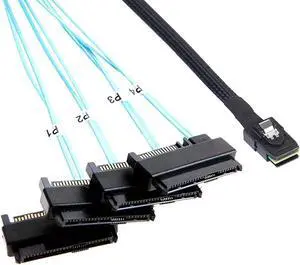 BONAEVER Mini-SAS to SAS-Cable:1M Internal Mini-SAS SFF-8087 to SFF-8482 4X SAS 29Pin with SATA-Power Adapter Cable (3.3FT)