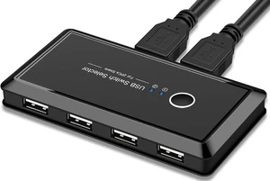 BONAEVER USB Switcher Selector 4 Port 2 Computers USB 2.0 Peripheral Switcher Adapter Hub for PC Printer Scanner Mouse Keyboard with One Button Switch BONAEVER USB Switcher Selector 4 Port 2 Computers USB 2.0 Peripheral Switcher Adapter Hub for PC Printer Scanner Mouse Keyboard with One Button Switch