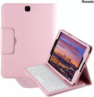 BONAEVER Keyboard Case for Galaxy Tab S2 8.0 Inch Model SM-T715 / SM-T713 / SM-T710 Folio PU Leather Stand Case Cover with Detachable Wireless Keyboard Pink