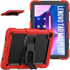 BONAEVER ShockProof Cover Case for Lenovo Tab M10 Plus 3rd Generation 106 inch 2022 Model TB125FU  TB128FU  TB128XU with Stand and  Shoulder Strap  Builtin Screen Protector Red