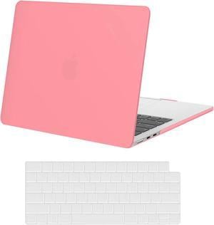 BONAEVER Compatible with MacBook Air 13.6 inch Case 2022 Release A2681 M2 Chip with Liquid Retina Display & Touch ID Protective Plastic Hard Shell Case & Transparent Keyboard Cover Pink