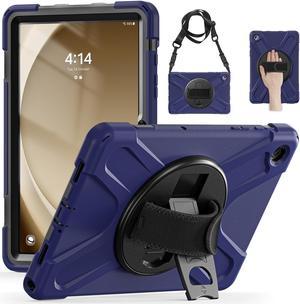 BONAEVER Case for Samsung Galaxy Tab A9 Plus 11 Inch 2023 (SM-X210/X216/X218) Shockproof Hard Protective Cover with 360 Rotating Hand Strap & Stand +Shoulder Strap for Galaxy A9 Plus 11" Navy Blue