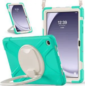 BONAEVER Case for Samsung Galaxy Tab A9 Plus 11 inch 2023 Model SM-X210/X216/X218 with 360° Rotating Stand and Strap & Shoulder Strap Shockproof Cover for Galaxy Tab A9 Plus 11" Mint Green