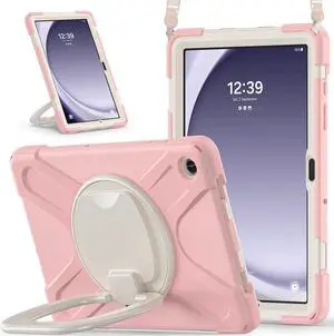 BONAEVER Case for Samsung Galaxy Tab A9 Plus 11 inch 2023 Model SM-X210/X216/X218 with 360° Rotating Stand and Strap & Shoulder Strap Shockproof Cover for Galaxy Tab A9 Plus 11" Pink