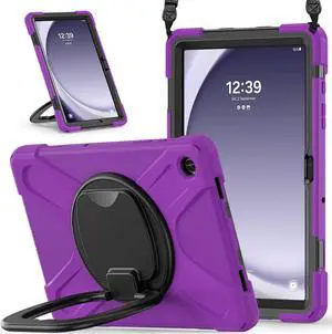 BONAEVER Case for Samsung Galaxy Tab A9 Plus 11 inch 2023 Model SM-X210/X216/X218 with 360° Rotating Stand and Strap & Shoulder Strap Shockproof Cover for Galaxy Tab A9 Plus 11" Purple