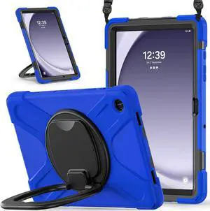 BONAEVER Case for Samsung Galaxy Tab A9 Plus 11 inch 2023 Model SM-X210/X216/X218 with 360° Rotating Stand and Strap & Shoulder Strap Shockproof Cover for Galaxy Tab A9 Plus 11" Blue