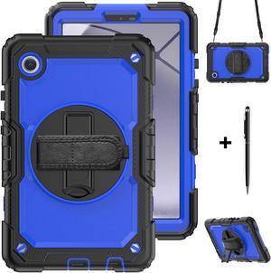 Case for Samsung Galaxy Tab A9 8.7 Inch 2023 Model SM-X110/X115/X117 - Shockproof with 360° Rotating Kickstand&Hand Strap, Screen Protector, Adjustable Shoulder Strap for Galaxy Tab A9 8.7" Blue