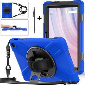 Amazon Kindle Fire HD 10 13th Generation 2023 Release 10.1 inch Case, Shockproof Cover with Pencil Holder & Kickstand Hand & Hand/Shoulder Strap/Stylus Pen Blue