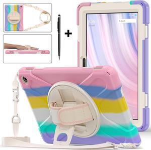 Amazon Kindle Fire HD 10 13th Generation 2023 Release 10.1 inch Case, Shockproof Cover with Pencil Holder & Kickstand Hand & Hand/Shoulder Strap/Stylus Pen Pink