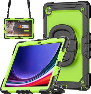 BONAEVER Case for Samsung Galaxy Tab A9 Plus 11 inch 2023 SM-X210/X216/X218 Shockproof Protective Cover with Screen Protector Rotating Stand and /Shoulder Strap Pen Holder Stylus Pen Green