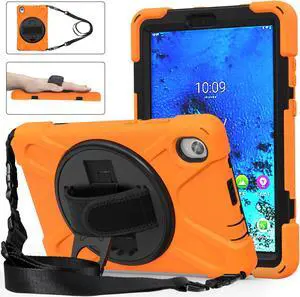 BONAEVER For Lenovo Tab M8 HD 8.0 Inch 2020 Mdoel TB-8705F / TB-8705N Shockproof Protective Cover with Hand & Shoulder Strap Stand and Pencil Holder Orange