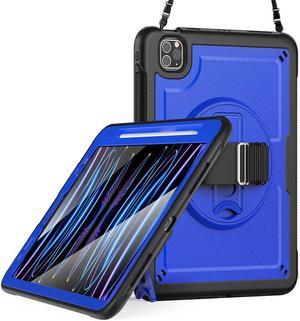 BONAEVER Case for  iPad Pro 11 Inch 2022 2021 2020 2018 iPad Air 5th 4th Gen 10.9 with Foldable Stand, Pencil Holder, Screen Protector, Heavy Duty Shockproof Rugged Protective Cover Blue