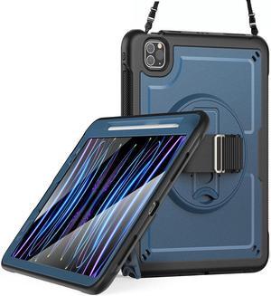 BONAEVER Case for  iPad Pro 11 Inch 2022 2021 2020 2018 iPad Air 5th 4th Gen 10.9 with Foldable Stand, Pencil Holder, Screen Protector, Heavy Duty Shockproof Rugged Protective Cover Navy Blue