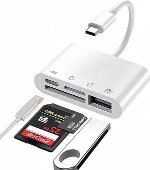 USB C to SD/Micro SD Card Reader, 4 in 1 USB-C to Camera Memory Card Adapter with Charging Port for iPhone 15/ iPad Pro, USB 3.0 Female OTG Adapter for iPad Air/MacBook/Samsung Galaxy