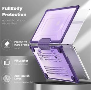 BONAEVER Case for MacBook Air 13 inch 2022 2021 2020 2019 2018 A2337 M1 A2179 A1932 Laptop Hard Cover with Kickstand Keyboard Skin Screen Protector Camera Cover USB C Adapter Purple