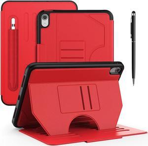 BONAEVER Case For iPad 10th Generation Case 10.9 inch 2022, Smart Magnetic Auto Sleep Shockproof Cover with Absorbing Multi-Angles Stand, Pen Holder, Card Slot Red