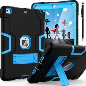 Bonaever Case for iPad 6th/5th Generation 9.7 inch 2018 2017 with Kickstand, Hybrid Shockproof Protective Cover with Stylus Pen Blue