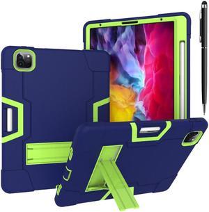 Bonaever Case for iPad Pro 12.9 inch 2022 2021 2020 2018 with Kickstand, Heavy Duty Shockproof Protective Cover with , Pencil Holder, Stylus Pen Blue