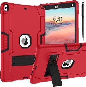 Bonaever Case for iPad Air 3 2019 Case, iPad Pro 10.5 inch 2017 with Kickstand, Heavy Duty Shockproof Protective Cover with Stylus Pen Red