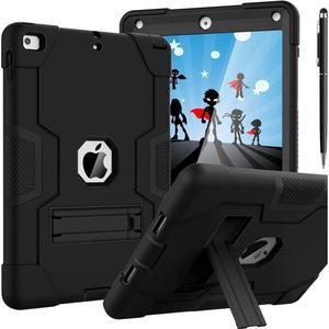 Bonaever Case for iPad 6th/5th Generation 9.7 inch 2018 2017 with Kickstand, Hybrid Shockproof Protective Cover with Stylus Pen