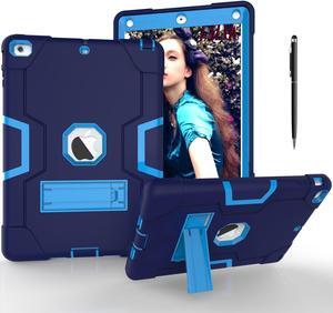 Bonaever Case for iPad Air 1st Generation 9.7 Inch A1474/A1475/A1476 with Kickstand, Heavy Duty Shockproof Protective Cover with Stylus Pen Mint Green Blue