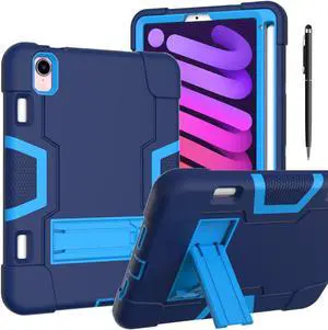 Bonaever Case for iPad Mini 6 2021 with Kickstand, Heavy Duty Shockproof Protective Cover for iPad Mini 6th Generation 8.3 inch with Pencil Holder, Stylus Pen Blue