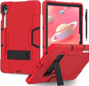 BONAEVER Case for Samsung Galaxy Tab S9 11 inch/S9 FE 5G 10.9 inch 2023 with Kickstand, Heavy Duty Shockproof Protective Cover with Pencil Holder, Stylus Pen Red