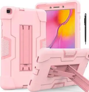 BONAEVER Case for Samsung Galaxy Tab A 8.0 Inch Tablet 2019 Model T290/T295/T297 with Kickstand, Heavy Duty Shockproof Protective Cover with Stylus Pen Rose Gold