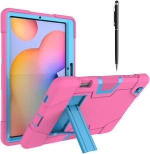 BONAEVER Case for Samsung Galaxy Tab S6 Lite 10.4 Inch 2020/2022 SM-P610/P615/P613/P619 with Kickstand, Heavy Duty Shockproof Protective Cover with Pencil Holder, Stylus Pen Rose Red