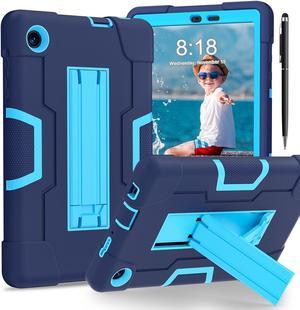 BONAEVER Case for TCL Tab 8 LE 9137W / TCL Tab 8 WiFi 9132X Kickstand, Heavy Duty Shockproof Protective Cover with Stylus Pen Navy Blue