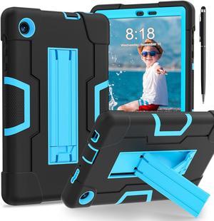 BONAEVER Case for TCL Tab 8 LE 9137W / TCL Tab 8 WiFi 9132X Kickstand, Heavy Duty Shockproof Protective Cover with Stylus Pen Blue