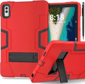 BONAEVER Case for Lenovo Tab M10 5G 10.6 inch 2023 TB-360ZU with Kickstand, Heavy Duty Shockproof Protective Cover with , Pencil Holder, Stylus Pen Red