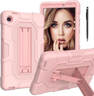 BONAEVER Case for Huawei MatePad T8 8 Inch 2020 with Kickstand, Heavy Duty Shockproof Protective Cover with Stylus Pen Rose Gold