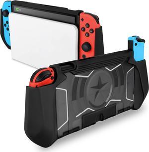 BONAEVER Dockable Case Compatible for Nintendo Switch TPU Grip Protective Cover Case with Ergonomic Design and Comfort Grip