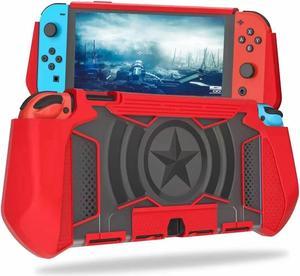 BONAEVER Dockable Case Compatible for Nintendo Switch TPU Grip Protective Cover Case with Ergonomic Design and Comfort Grip Red
