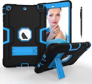 Bonaever Case for iPad Mini, Mini 2, Mini 3 with Kickstand, Heavy Duty Shockproof Protective Cover with Stylus Pen Blue Blue