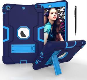 Bonaever Case for iPad Mini, Mini 2, Mini 3 with Kickstand, Heavy Duty Shockproof Protective Cover with Stylus Pen Blue Navy Blue