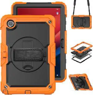 BONAEVER Case for  Lenovo Tab M11 2024 TB330FU TB330XU TB-331FC Shockproof Protective Cover with Screen Protector Rotating Stand and /Shoulder Strap Pen Holder Orange