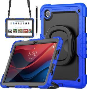 BONAEVER Case for Lenovo Tab M11 11 inch 2024 Model TB330FU TB330XU TB-331FC with Screen Protector Hand Shoulder Strap 360 Rotating Kickstand Stylus Pen, Rugged Full Body Protection Cover Dark Blue