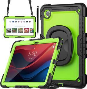 BONAEVER Case for Lenovo Tab M11 11 inch 2024 Model TB330FU TB330XU TB-331FC with Screen Protector Hand Shoulder Strap 360 Rotating Kickstand Rugged Full Body Protection Cover Green