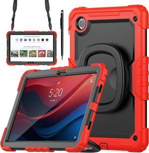 BONAEVER Case for Lenovo Tab M11 11 inch 2024 Model TB330FU TB330XU TB-331FC with Screen Protector Hand Shoulder Strap 360 Rotating Kickstand Rugged Full Body Protection Cover Red