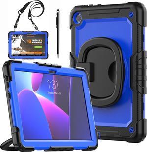 BONAEVER Case for Lenovo Tab M10 3rd Gen 10.1 inch 2022 Model TB-328F with Screen Protector Shockproof Protective Cover with Pen Holder Stand and Shoulder Strap Stylus Pen Blue