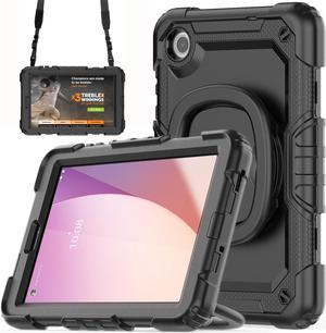 BONAEVER Case for Lenovo Tab M8 4th Gen 2023 TB-300FU TB-300XU with Screen Protector Shockproof Protective Cover with Pen Holder Stand and Hand/Shoulder Strap