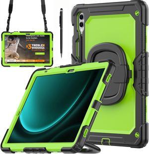 BONAEVER Case for Samsung Galaxy Tab S10 Plus 2024 / S9 Plus / S9 FE Plus 12.4 inch Protective Cover with Screen Protector Pen Holder Hand/Shoulder Strap Stylus Pen Green