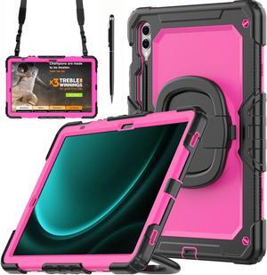 BONAEVER Case for Samsung Galaxy Tab S9 11 inch 2023 / S9 FE 10.9 Inch / S10 FE 10.9" 2025 Protective Cover with Screen Protector Pen Holder Hand/Shoulder Strap Stylus Pen Rose Red